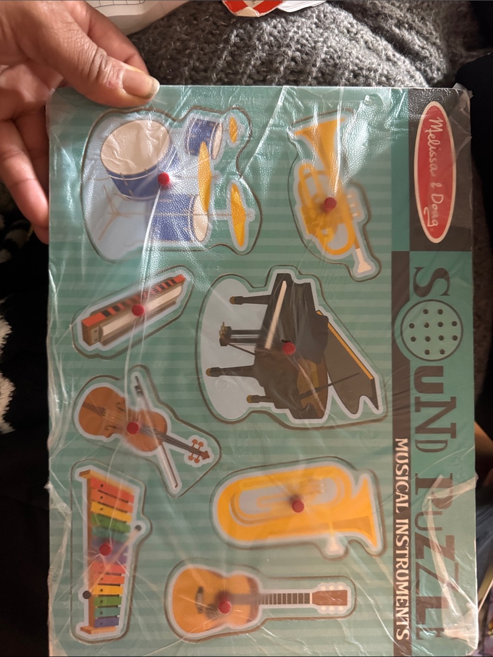 Melissa & Doug Kids Musical Instruments Sound Puzzle - Teal